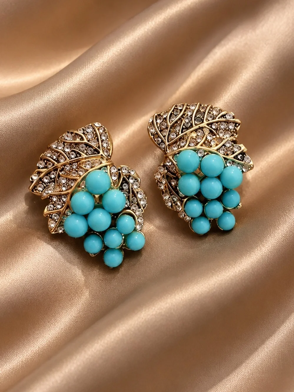 Vintage Turquoise Grape Cluster Earrings